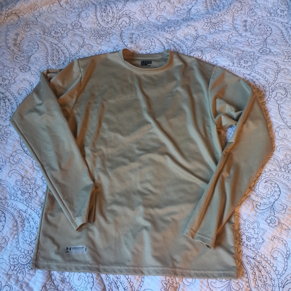 Tan Under Armour loose athletic long-sleeve